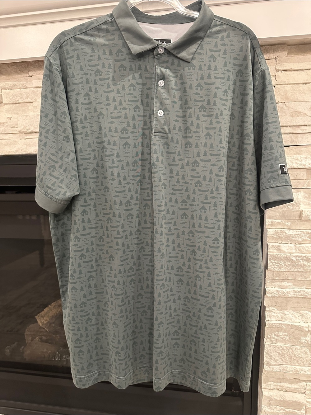 Waggle Men's Sage Patterned Polo Shirt - XXL